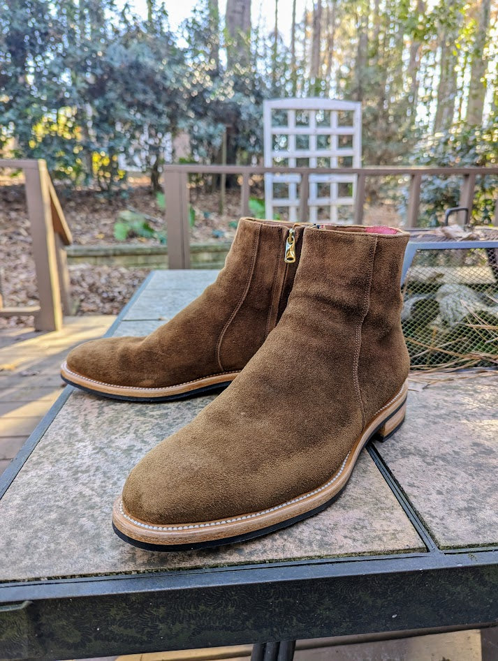 TOBACCO SUEDE Bliskavka Zip Up Boot in Tobacco Kudu "Suede"