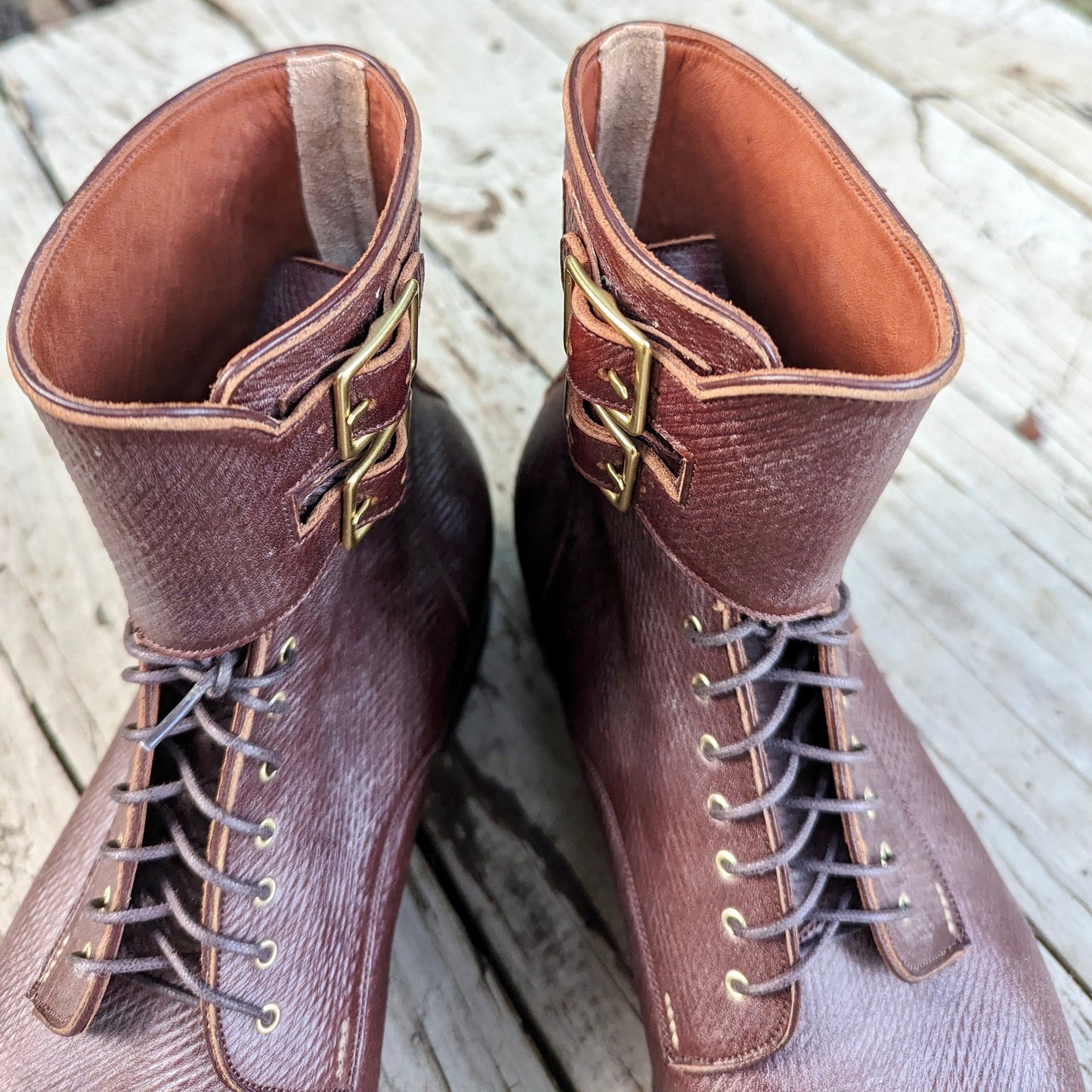 Russian Grain Buckle Boots, Size 10