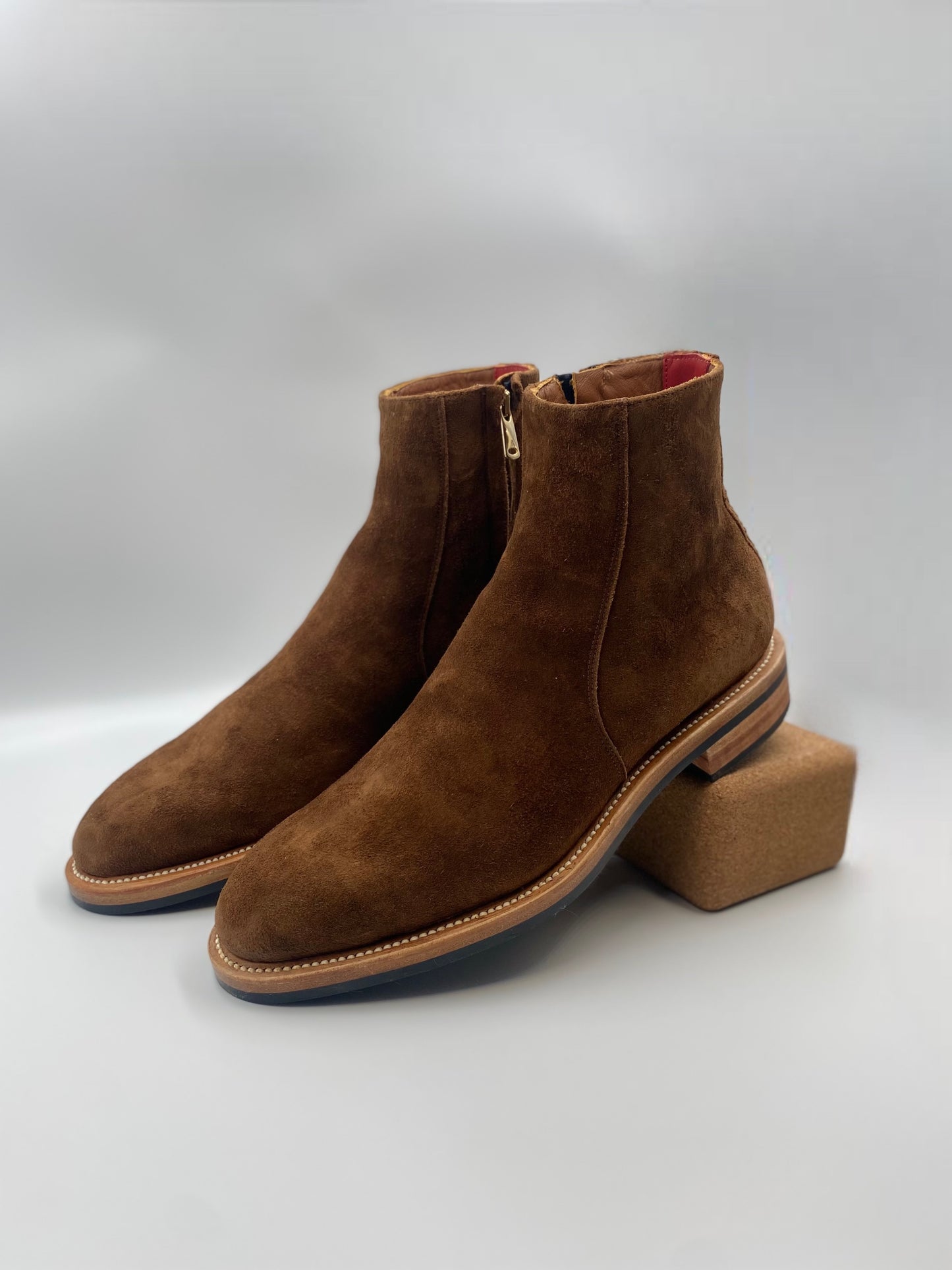Bliskavka Zip Up Boot in Tobacco Kudu "Suede"