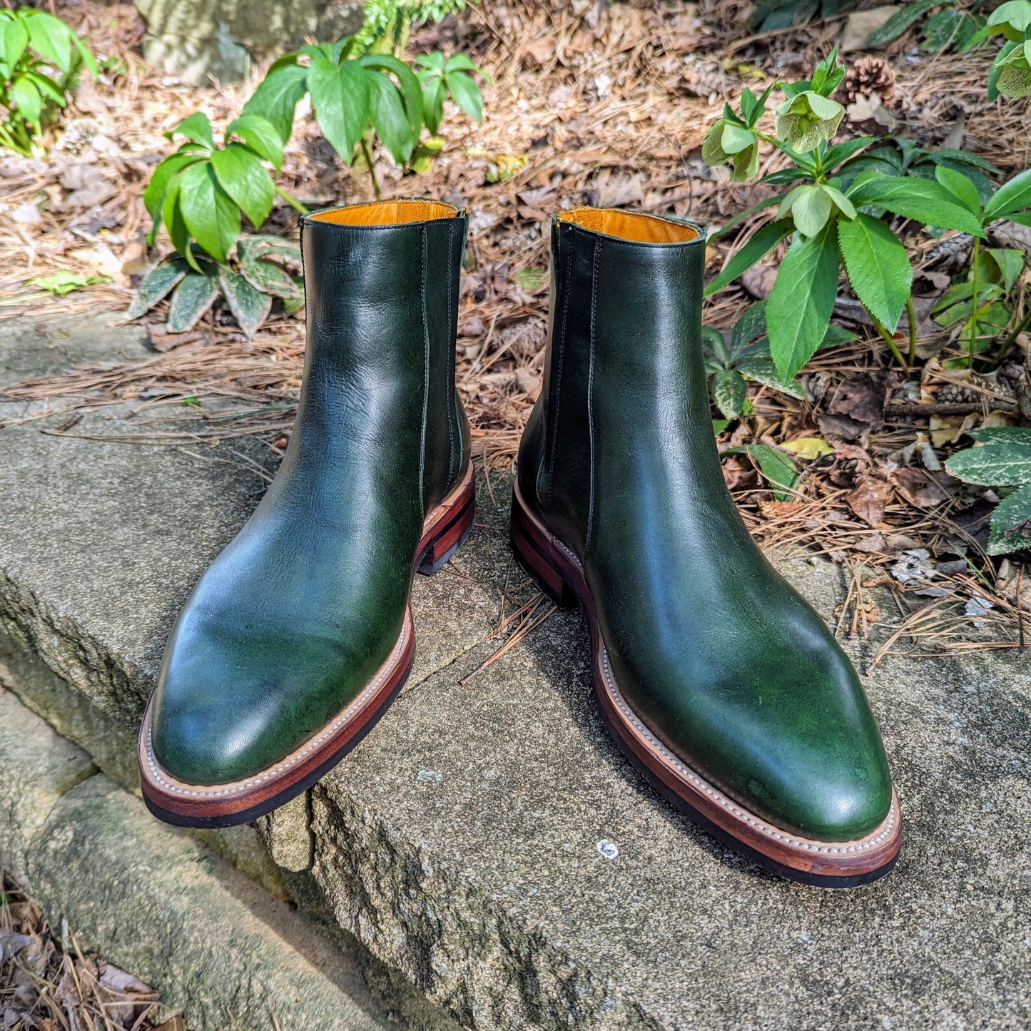 Bliskavka Zip Up Boot Green Calf, Size 11.5