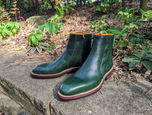 Bliskavka Zip Up Boot Green Calf, Size 11.5