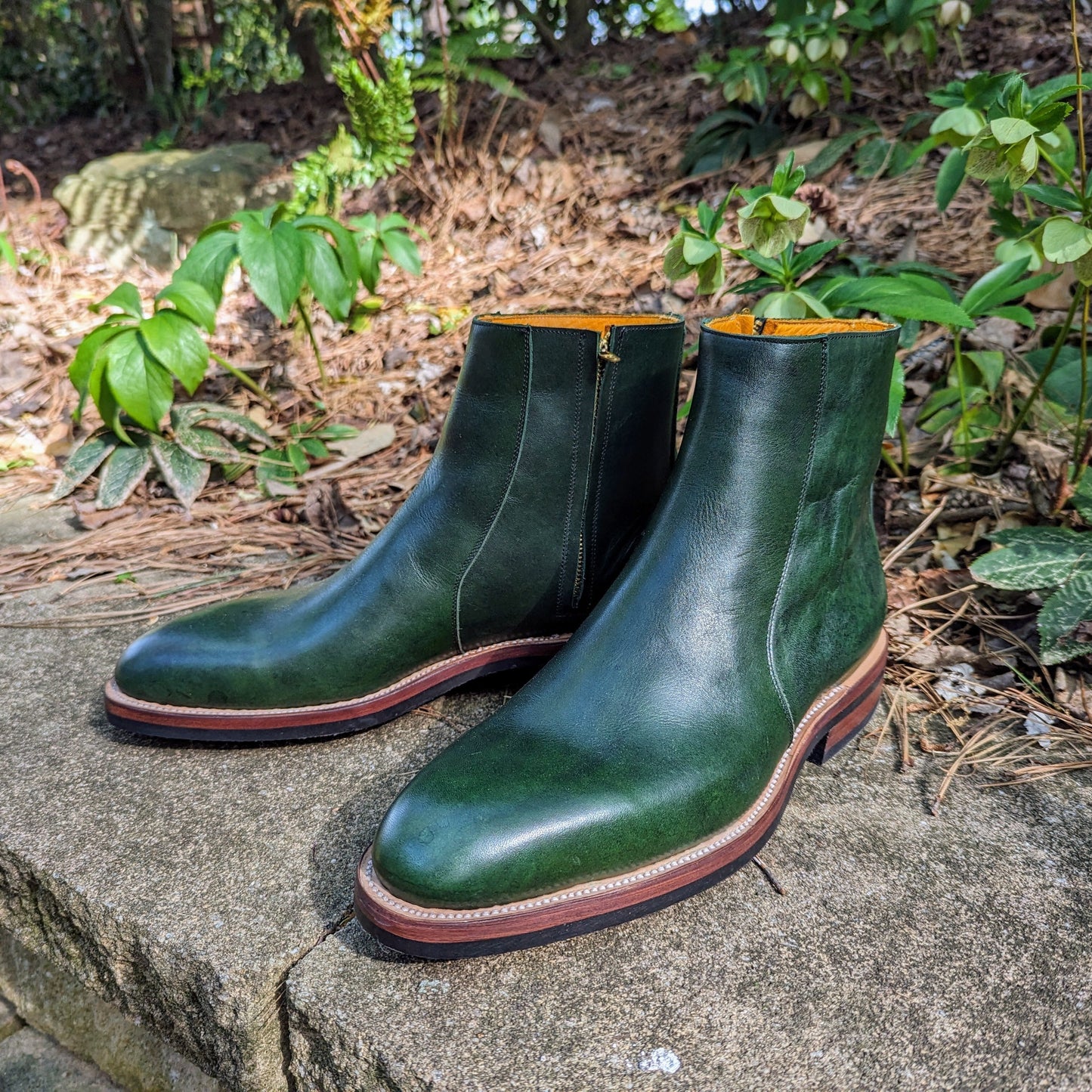 Bliskavka Zip Up Boot Green Calf, Size 11.5