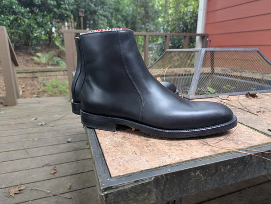 Bliskavka Zip Up Boot Black Calf, Size 10.5